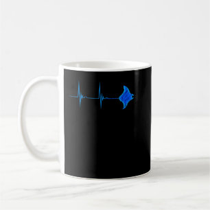 Caneca De Café Stingray Manta Ray Heartbeat EKG Pulseline Sea Lif