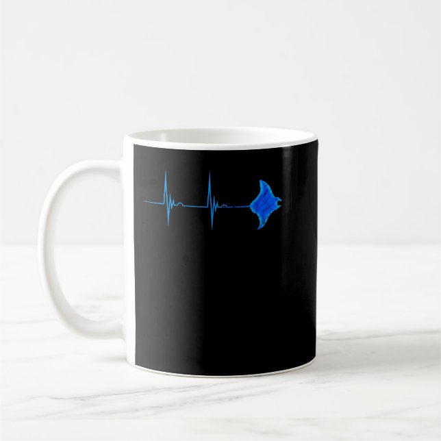 Caneca De Café Stingray Manta Ray Heartbeat EKG Pulseline Sea Lif (Esquerda)