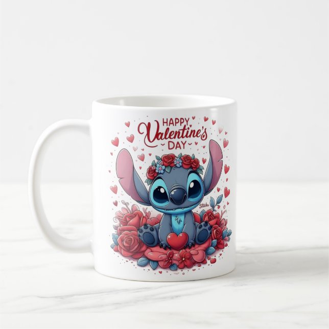 Caneca De Café stitch dia dos namorados  (Esquerda)