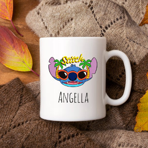 Caneca De Café Stitch   Óculos de sol tropicais personalizados