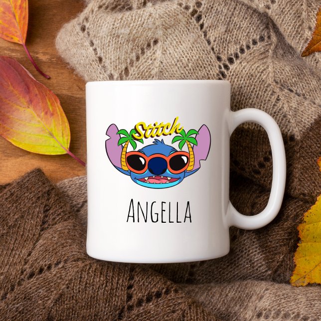 Caneca De Café Stitch | Óculos de sol tropicais personalizados (Stitch | Tropical Sunglasses Personalized Coffee Mug
)