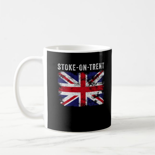 Caneca De Café Stoke-On-Trent UK Flag England Souvenir (Esquerda)