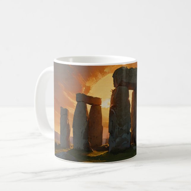 Caneca De Café Stonehenge no Sunrise (Frente Esquerda)