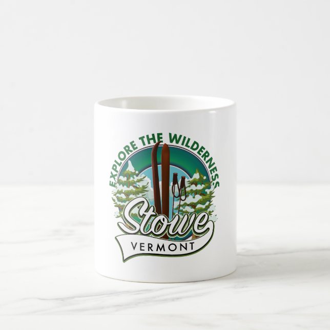 Caneca De Café Stowe Vermont, explora a poster de esqui de Wilder (Centro)