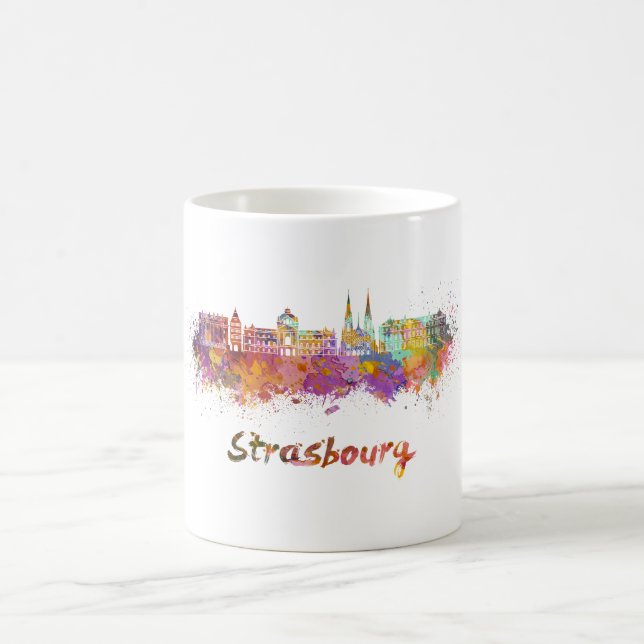 Caneca De Café Strasbourg skyline in watercolor (Centro)