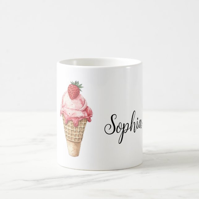 Caneca De Café Strawberry Pink Ice Cream Cone (Centro)