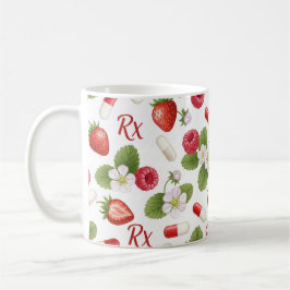 Caneca De Café Strawberry Raspberry Botanical Pill Pattern