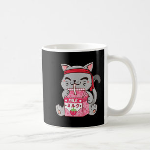 Caneca De Café Strawberry Shaw Strawberry Milk Cat Kawaii Neko A