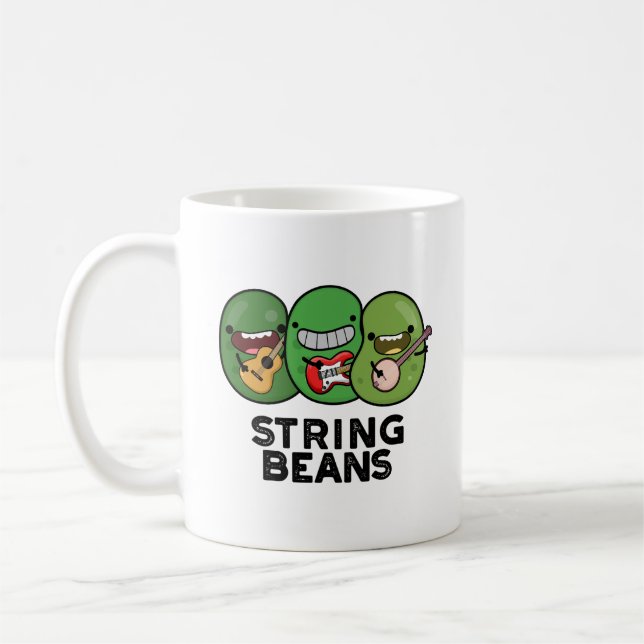 Caneca De Café String Beans Funny Vegetal Pun (Esquerda)