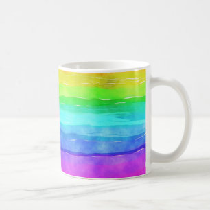 Caneca De Café Stripes Arco-Íris de Aquarela