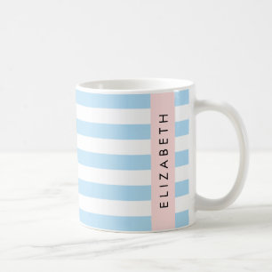 Caneca De Café Stripes Azuis, Padrão Striped, Linhas, Seu Nome