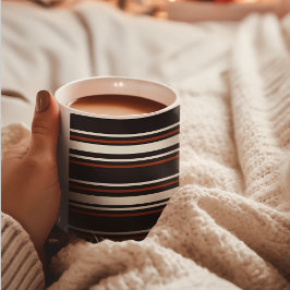 Caneca De Café Stripes Castanho Escuro