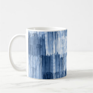 Caneca De Café Stripes de Cor da Água Azul: Padrão Geométrico