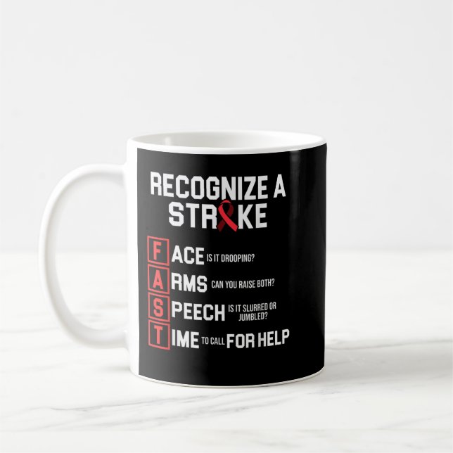 Caneca De Café Stroke Awareness Survivor Fast Strong Warrior  (Esquerda)