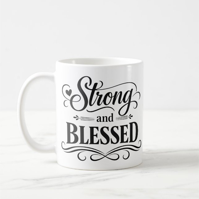 Caneca De Café Strong and Blessed Inspirational Coffee Mug (Esquerda)