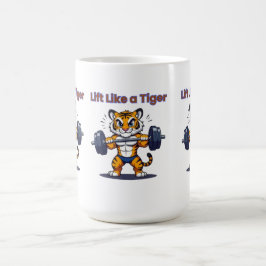 Caneca De Café **Strong Tiger – Cute Tiger Lifting Weights Illust
