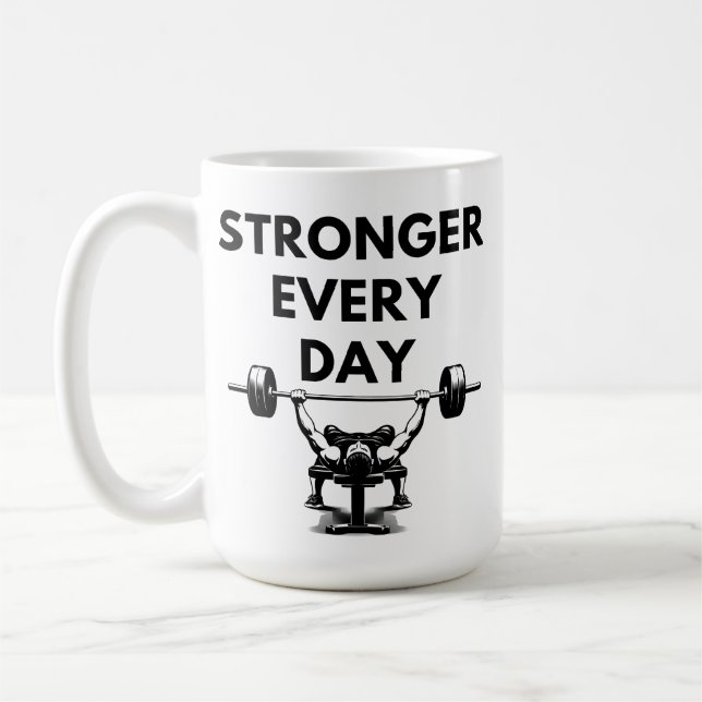 Caneca De Café STRONGER EVERY DAY Mug Gym Motivation (Esquerda)
