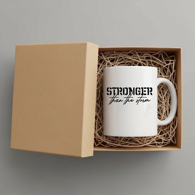 Caneca De Café Stronger than the storm, faith inspired  (Criador carregado)