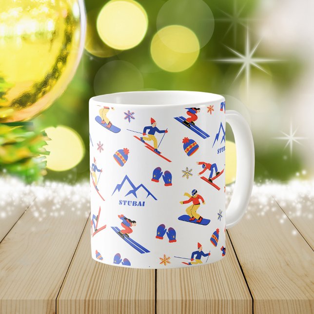 Caneca De Café Stubai Alps Áustria Ski Snowboard Padrão (Stubai Austria ski snowboard winter snow vacation christmas holidays mug)