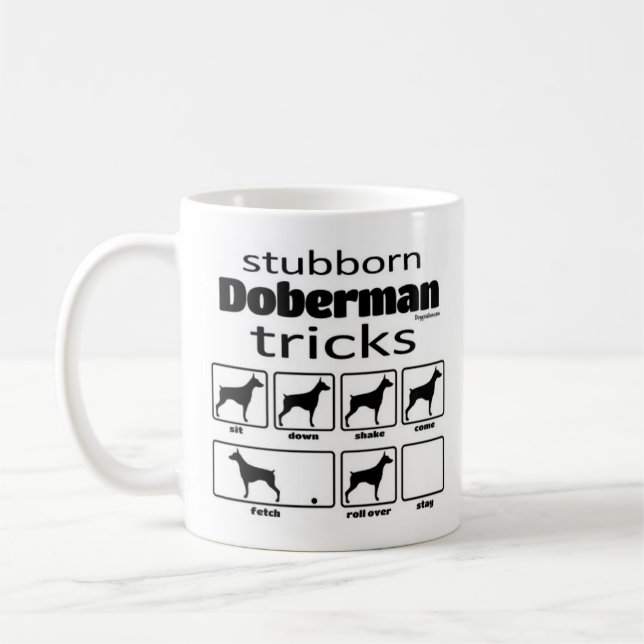 Caneca De Café Stubborn Doberman Tricks (Esquerda)