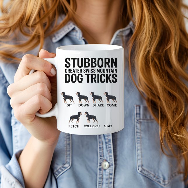Caneca De Café Stubborn Greater Swiss Mountain Dog Tricks, Funny  (Criador carregado)