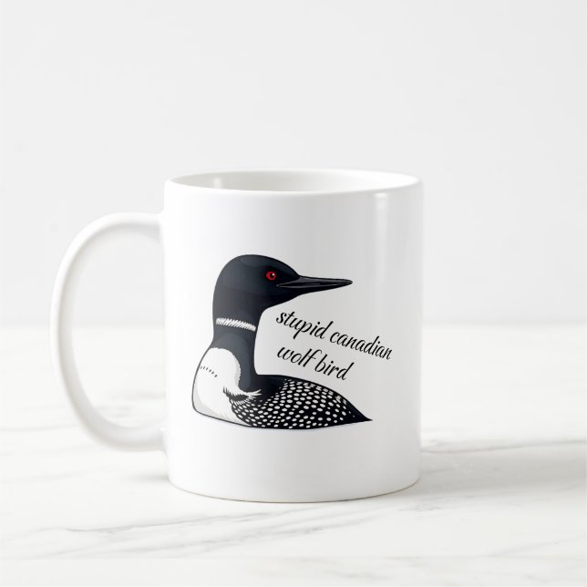 Caneca De Café Stupid Canadian Wolf Bird (Esquerda)