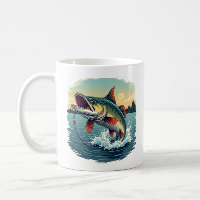 Caneca De Café Sturgeon Fish Jump Graphic Coffee Mug (Esquerda)