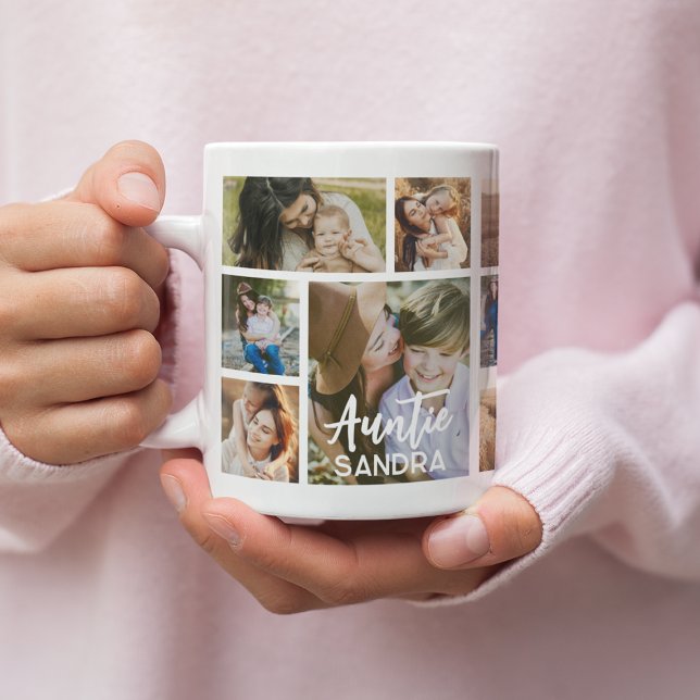 Caneca De Café Stylish Auntie 15 Photo Collage (Criador carregado)