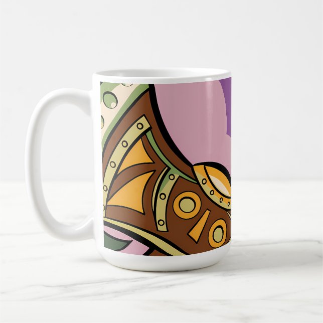 Caneca De Café Stylized Axe and Flower Design (Esquerda)