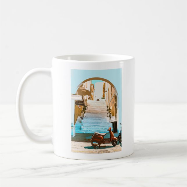 Caneca De Café Stylized Summer Coastal Staircase Architecture (Esquerda)