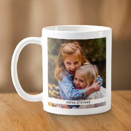 Caneca De Café Sua Foto e Nome Duplo Lado