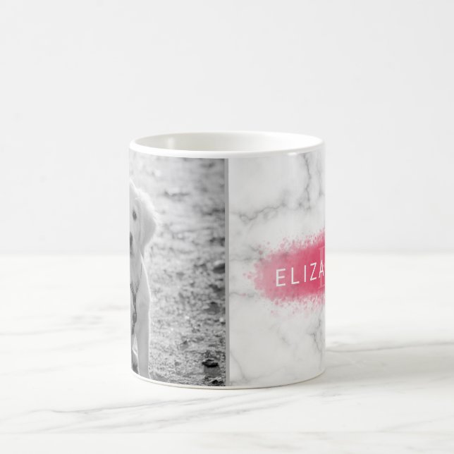 Caneca De Café Sua Foto Personalizada & Textura de Mármore Falso  (Centro)