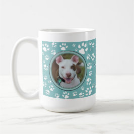 Caneca De Café Sua Foto Pet Memorial Teal Dog Impressão