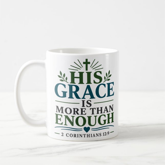 Caneca De Café Sua Graça é Mais que Suficiente Fé Cristã Clássica (Esquerda)