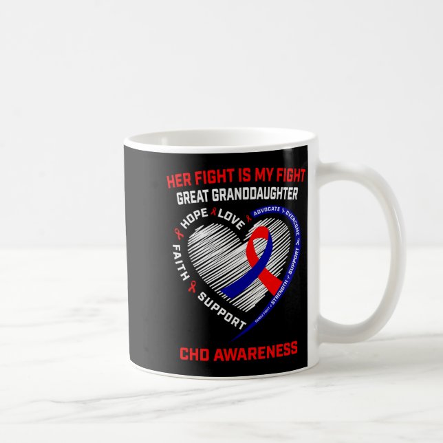 Caneca De Café Sua Luta Bisneta Chd Conscientização Coração  (Direita)