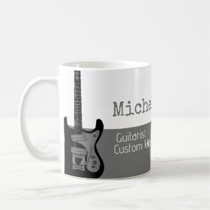 Caneca De Café sua meia-cinza profissional (guitarrista) metade b