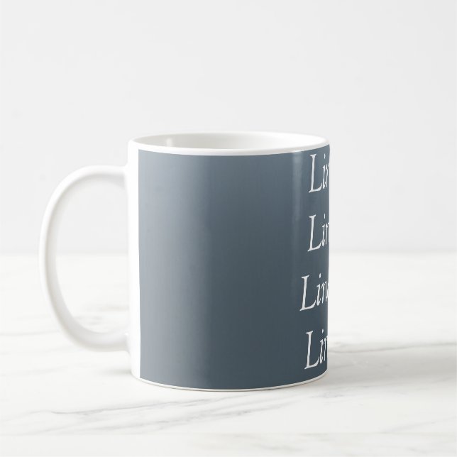 Caneca De Café Sua mensagem aqui fundo metálico cinza azul (Esquerda)