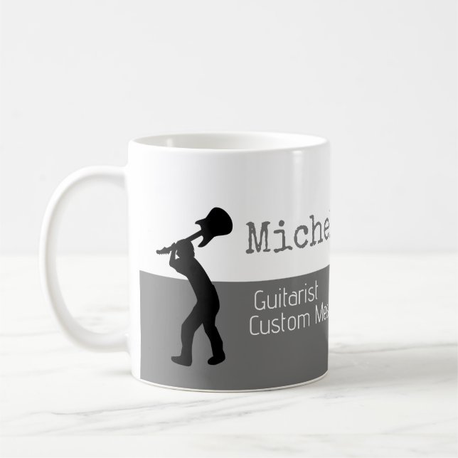 Caneca De Café sua metade profissional (guitarrista) metade-cinza (Esquerda)