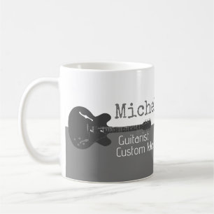 Caneca De Café sua metade profissional (guitarrista) metade-cinza