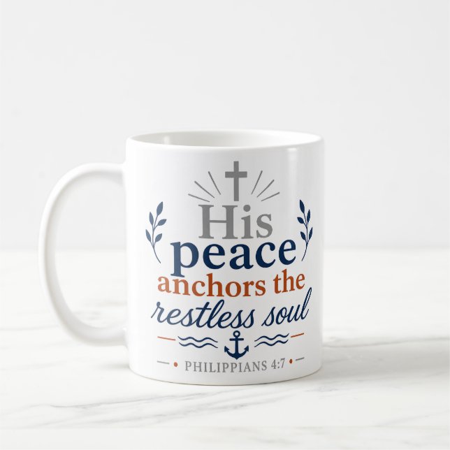 Caneca De Café Sua Paz Ancorar a Alma Inquieta Citação Moderna (Esquerda)