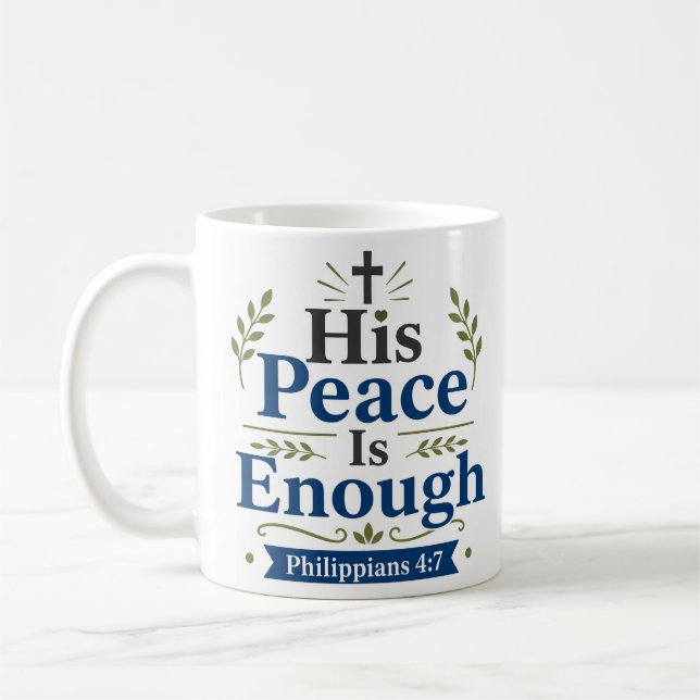 Caneca De Café Sua Paz É Suficiente Citação de Oração da Manhã (Esquerda)