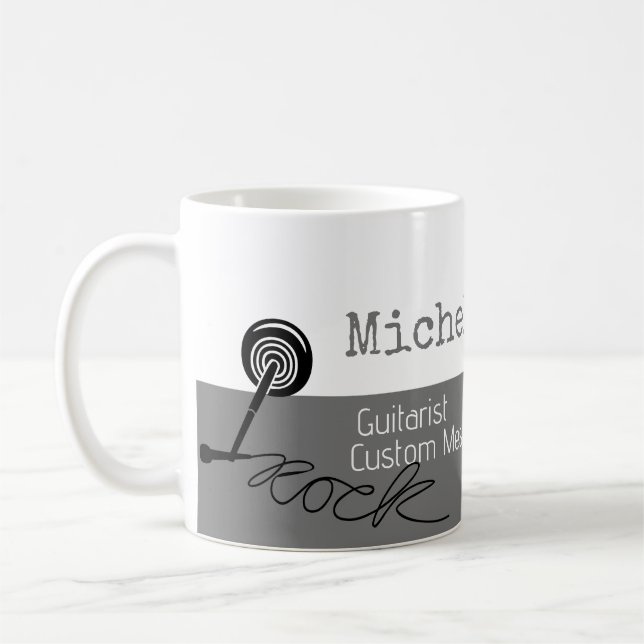 Caneca De Café sua profissional (guitarrista) metade-cinza metade (Esquerda)