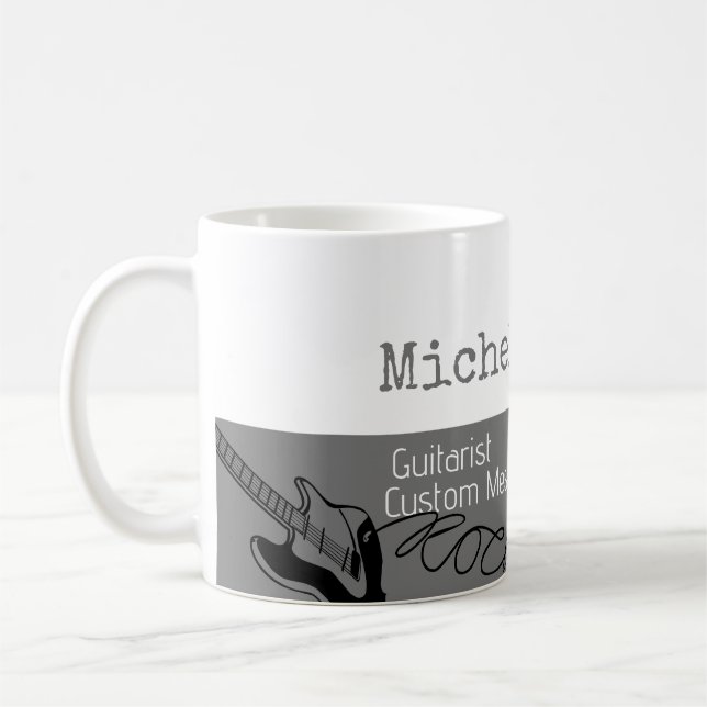 Caneca De Café sua profissional (guitarrista) metade-cinza metade (Esquerda)