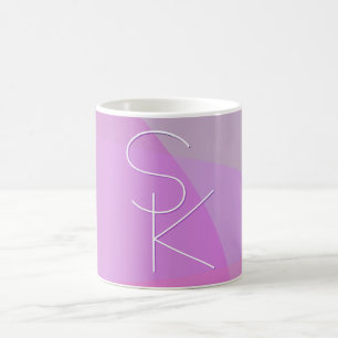 Caneca De Café Suas iniciais sobrepostas Geométrico Rosa Modern