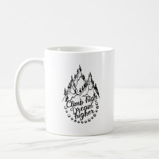 Caneca De Café Suba Alto, Mais alto Sonho, Simples Citação (Esquerda)