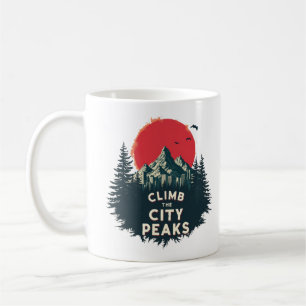 Caneca De Café Suba Os Picos Da Cidade - Aventuras De Montanheira