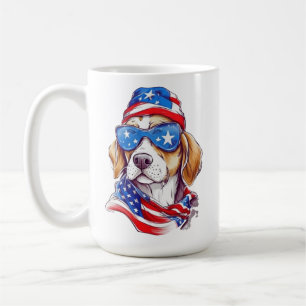 Caneca De Café Sublimação de cachorro de 4 de julho-66361