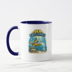 Caneca de Café Submarino Fofo Explorador do Mar
