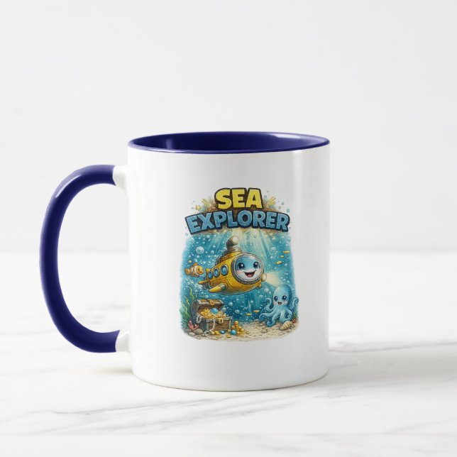 Caneca de Café Submarino Fofo Explorador do Mar (Esquerda)