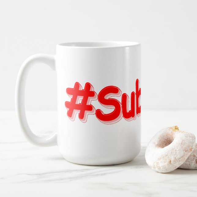 Caneca De Café "#Subscribe" Design. Comprar Agora (Com Donut)